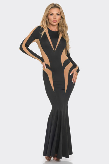Mesh Cut Out Detail Maxi Dress​​