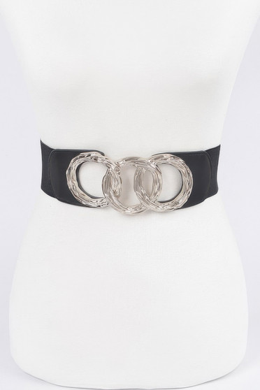 Triple O Ring Buckle Elastic Belt