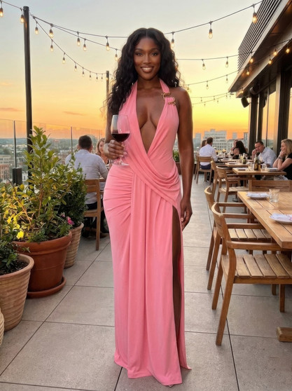 Plunging, Deep V-Neckline In A Halter Style​