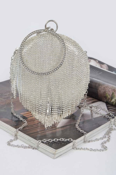 Rhinestone Fringe Round Party Bag