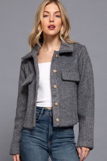 Long Slv Teddy Fleece Short Jacket​