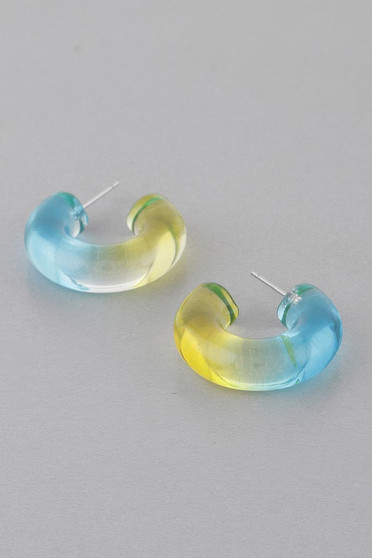 Two Toned Clear Hoop Earrings