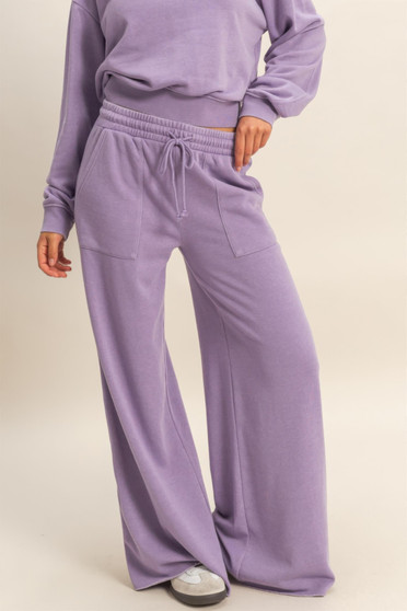 Burnout French Terry Wide-Leg Pants