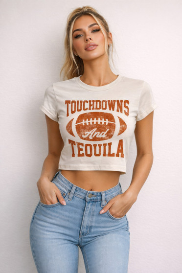 Touchdowns & Tequila Graphic Crop Tee​