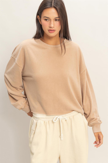 Cropped Mineral Wash Sweatshirt​​​​