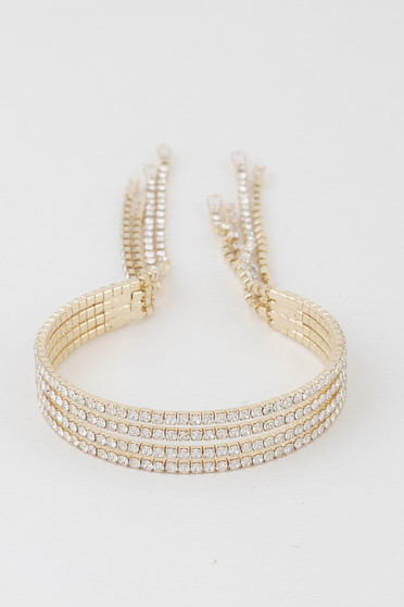 Multi Rhinestone Drop Cuff Bracelet
