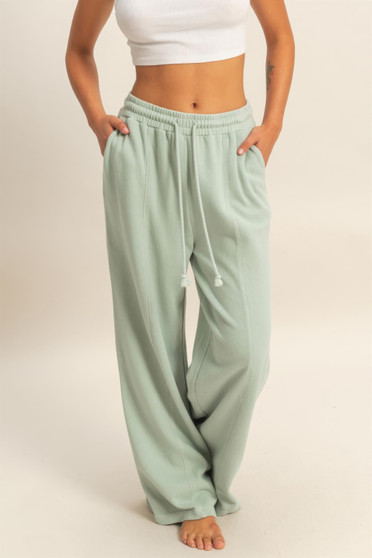 Acid Wash French Terry Wide-Leg Pants​​​
