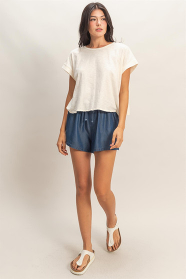 Acid Washed Cross Detail Open Back Top​