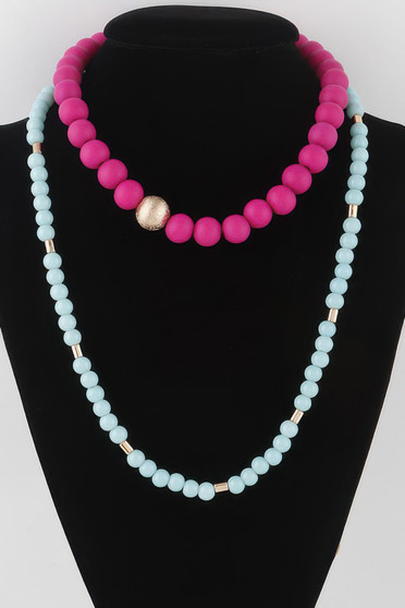 Two Toned Beaded Long Necklace