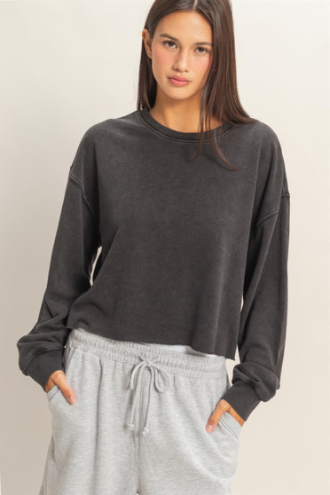 Cropped Mineral Wash Sweatshirt​​​​​