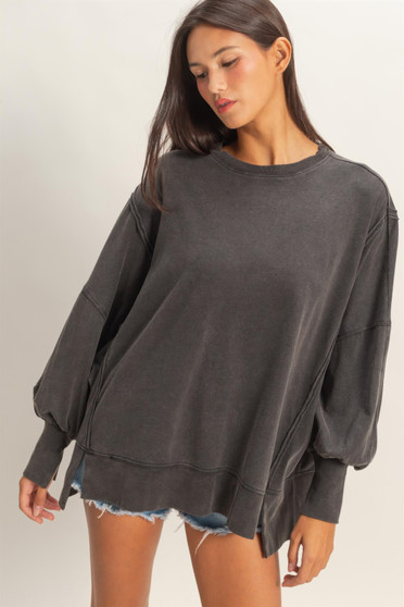 Oversized Seam Detail Long Sleeve Top