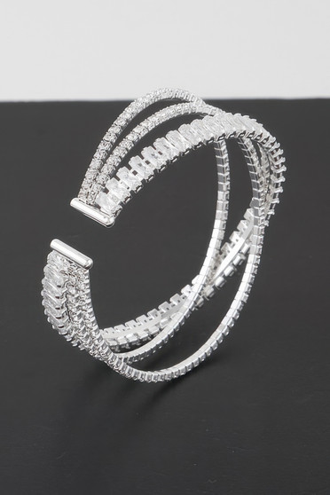 Triple Crystal Laced Cuff Bracelet