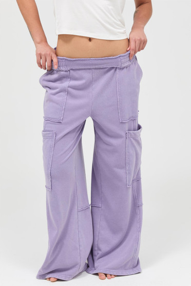 Mineral Wash Wide Leg Cargo Pants​​​​​​