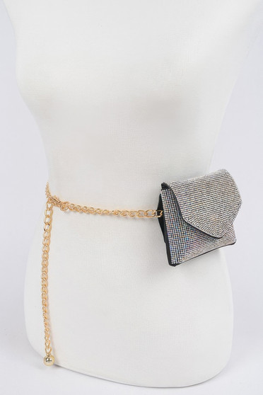 Rhinestone Mini Bag W Chain Belt