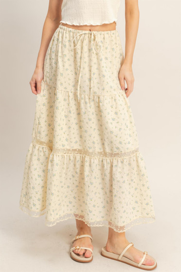 Tiered Lace Trim Skirt​