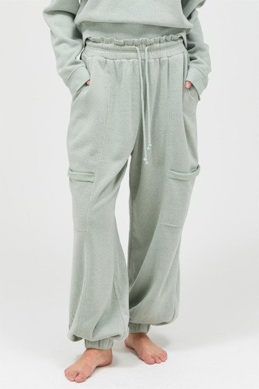 Ruffle Waist Burnout Jogger Pants
