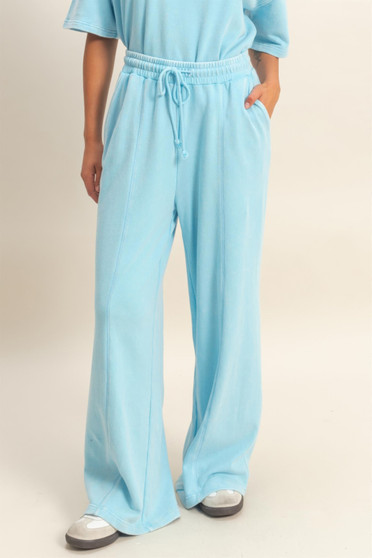 Acid Wash French Terry Wide-Leg Pants​​​​​