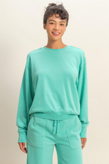 Raw Edge Detail Burnout Sweatshirt​​​​