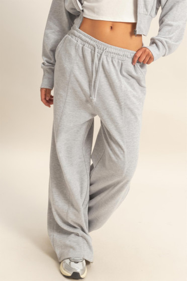 Acid Wash French Terry Wide-Leg Pants​​​​