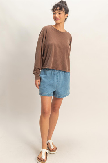 Cross Detail Open Back Long-Sleeve Top​​​​​​​