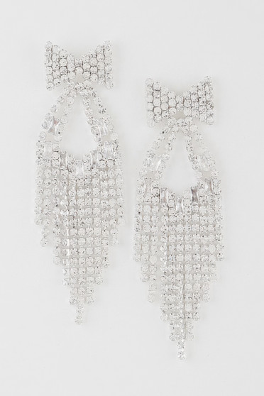Rhinestone Ribbon Drop Earrings