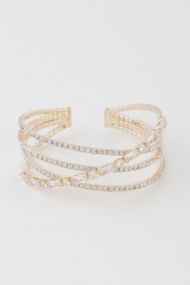 Multi Crystal Laced Cuff Bracelet