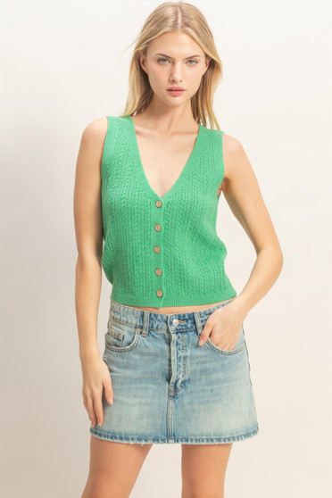 V-Neck Knit Tank Top​​