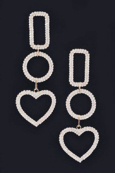 Multi Shape Rhinestone Danggle Earring