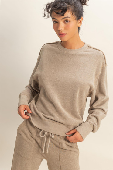 Raw Edge Detail Burnout Sweatshirt​​​​​