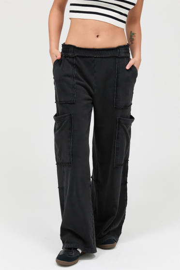 Mineral Wash Wide Leg Cargo Pants​​​