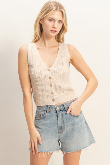 V-Neck Knit Tank Top​