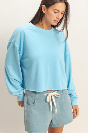 Cropped Mineral Wash Sweatshirt​​