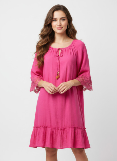 Mlle Gabrielle Solid Elbow Sleeve Dress​