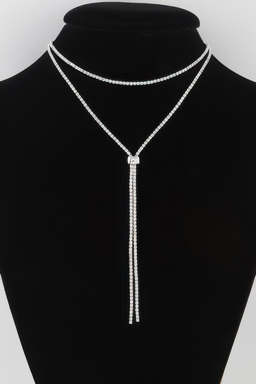 Jeweled Rhinestone Choker Drop Necklace