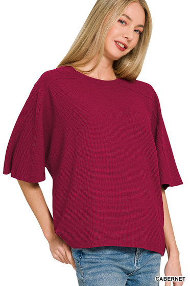 Zenana Double Knit Short Sleeve Top