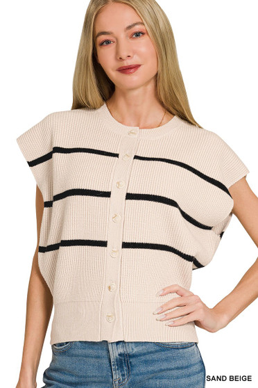 Zenana Striped Viscose Sweater Vest