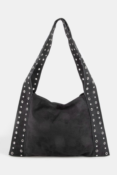 Fame Grommet Strap Suede Shoulder Bag