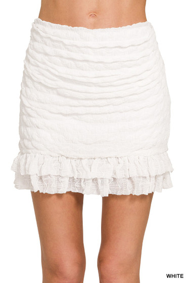 Zenana Ruched Mini Skirt with Built in Shorts