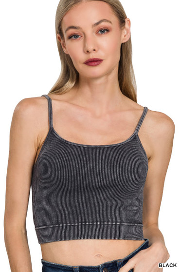 Zenana Stone Washed Ribbed Seamless Tank Top