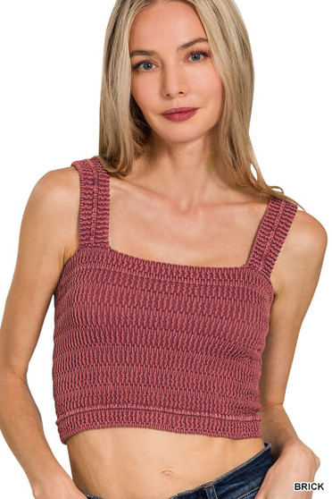 Zenana Seamless Winkle Stone Washed Bra Top