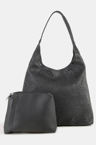 Fame Intricate Cutout Motif Leather Shoulder Bag