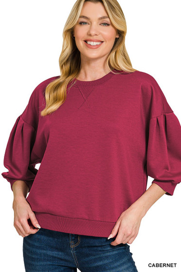 Zenana Scuba Dolman Sleeve Sweatshirt