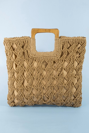 Fame Square Straw Braided Tote Bag