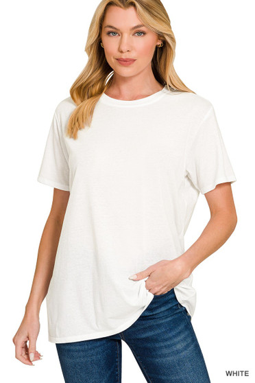 Zenana Cotton Boyfriend Round Neck Tee