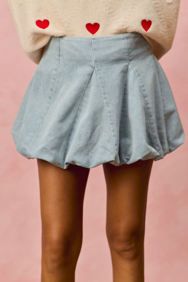 SO ME Denim Bubble Mini Skirt