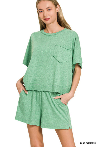 Zenana Exposed Seam Boxy Top & Shorts Set