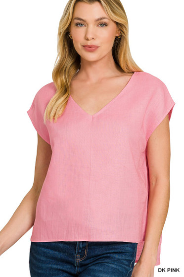 Zenana Linen V-Neck Sleeveless Top