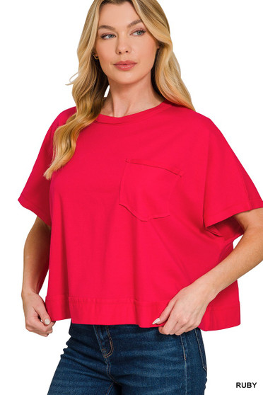 Zenana Exposed Seam Boxy Top