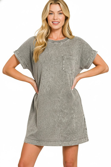Zenana Halo Washed Premium Cotton T-Shirts Dress