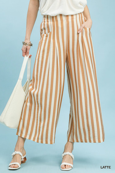 Umgee Vertical Stripe Wide Leg Pants